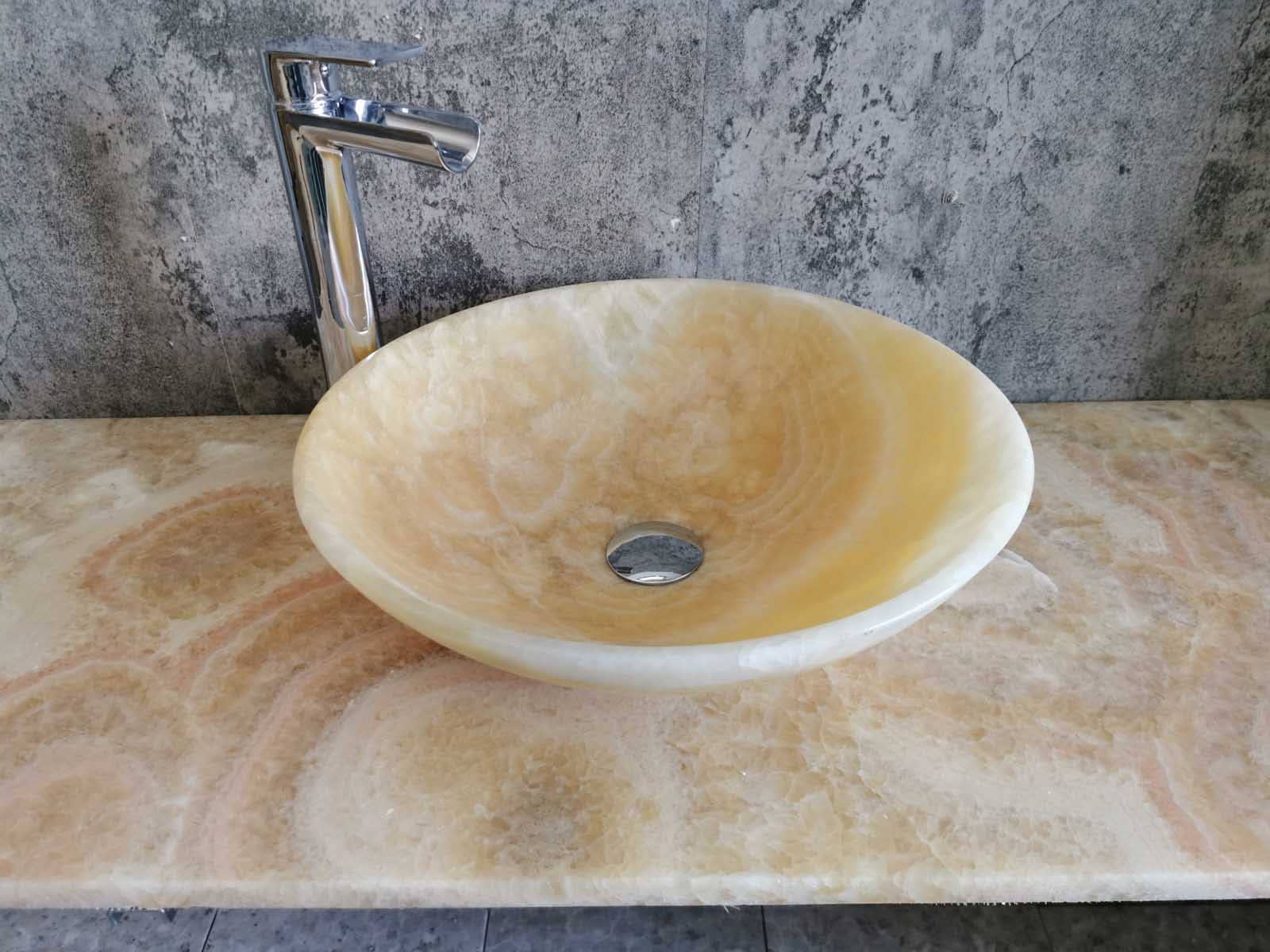 lavabo colorato in marmo onice da appoggio rotondo