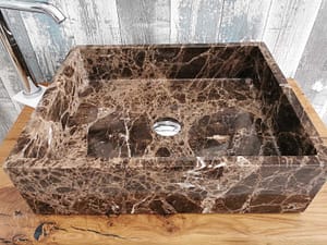 lavello marmo emperador dark da appoggio rettangolare da 50x40 cm colore marrone