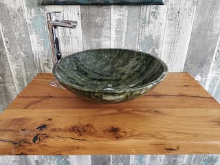 Lavabo da appoggio in marmo verde rotondo
