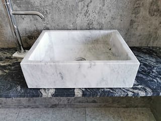 lavabo da appoggio in marmo bianco di carrara rettangolare 50x40cm