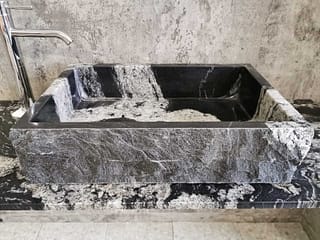 lavabo da appoggio da bagno in granito nero rettangolare misura 60x40cm