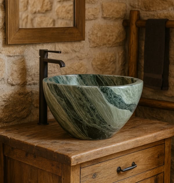 lavabo alto 32cm in marmo verde