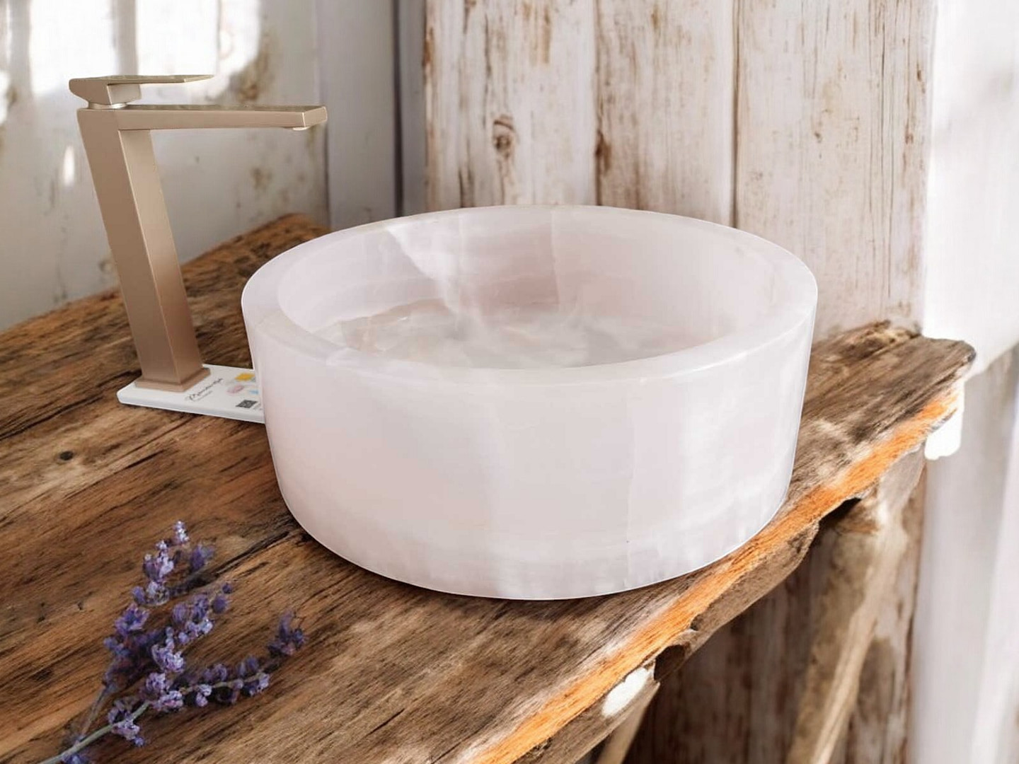 Lavabo in marmo onice rosa