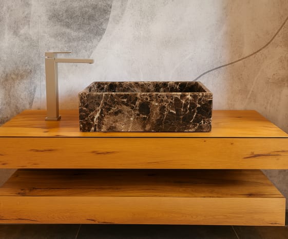 lavabo rettangolare in marmo emperador dark moderno
