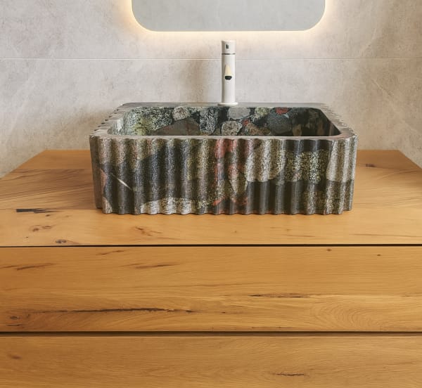 vasque en granit naturel rouge