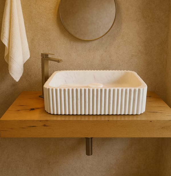 lavabo in marmo di carrara statuario di design