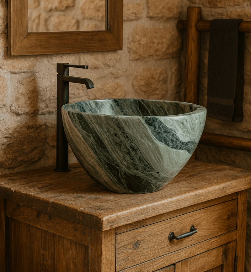 lavabo alto 32cm in marmo verde