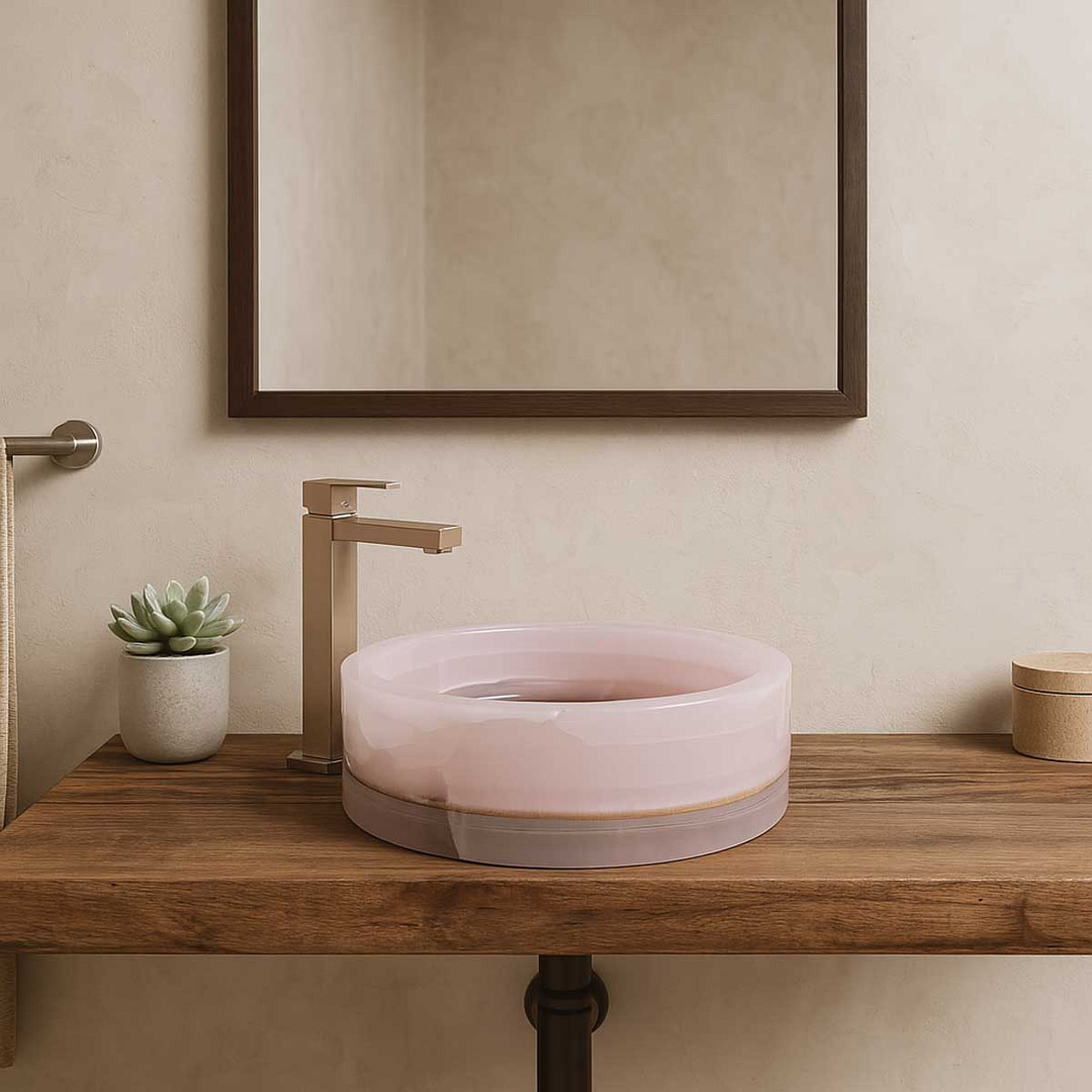 lavabo in marmo onice da appoggio di design