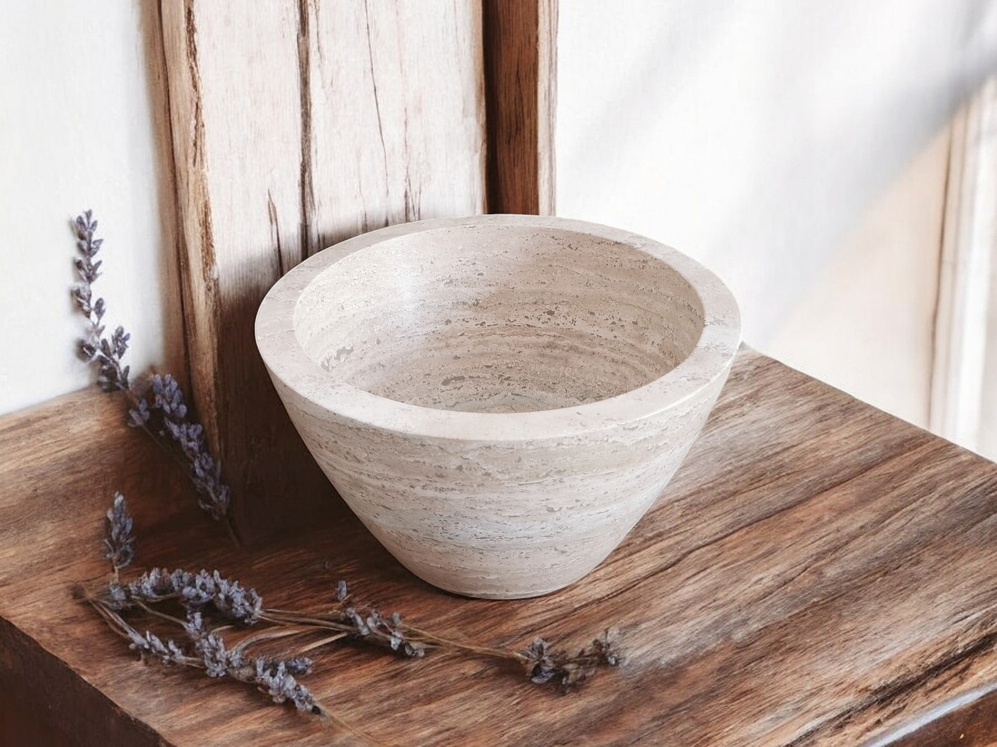 vasque a poser en marble travertin