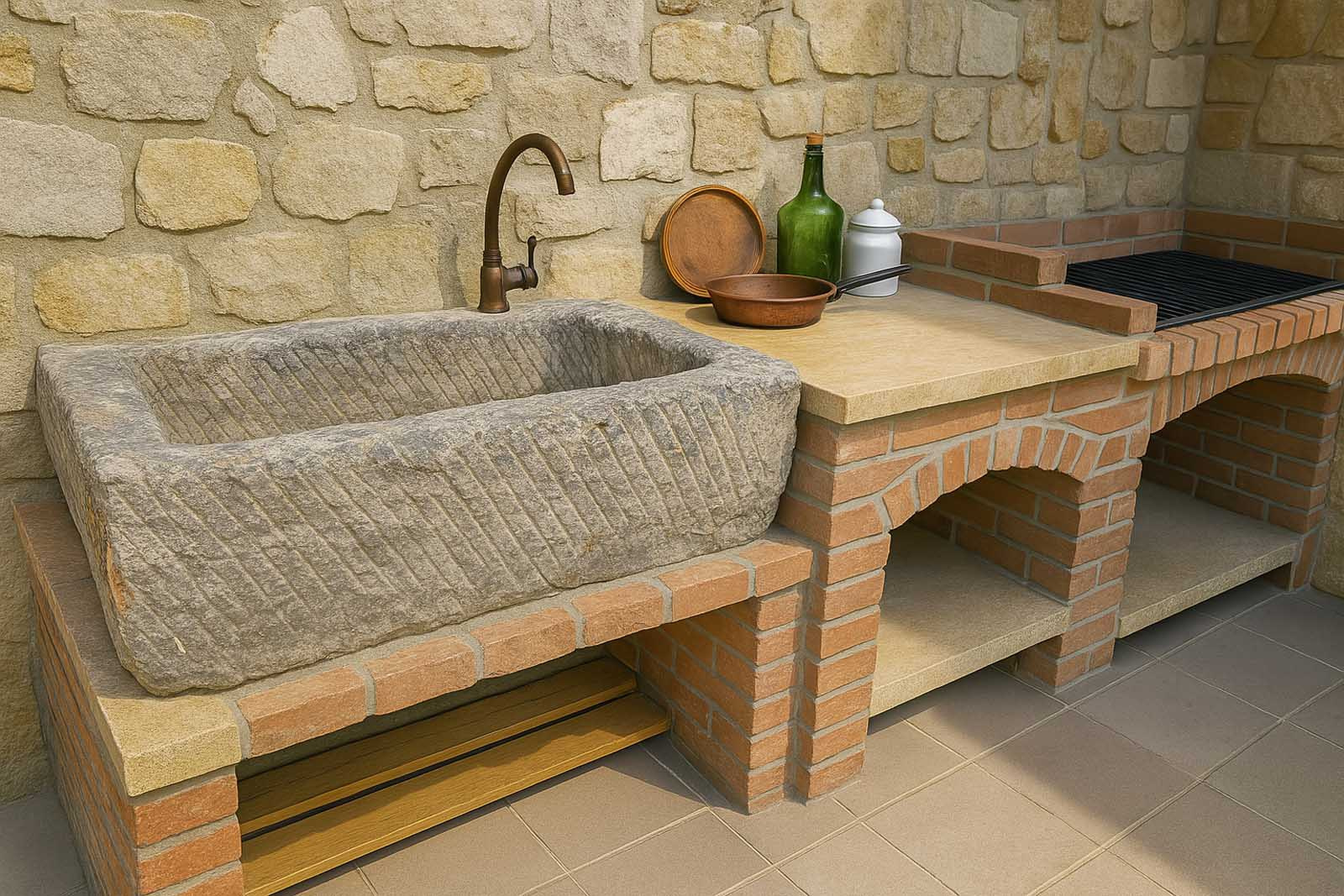 lavabo x esterno in granito vecchio antico