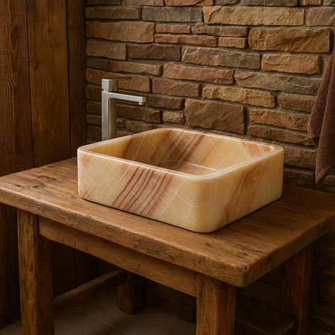 lavabo in marmo onice da appoggio