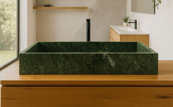 lavabo bagno in marmo verde misura 100cm
