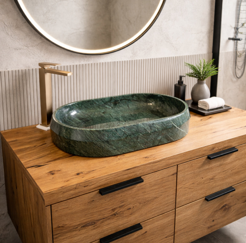lavabo di design in marmo indian green