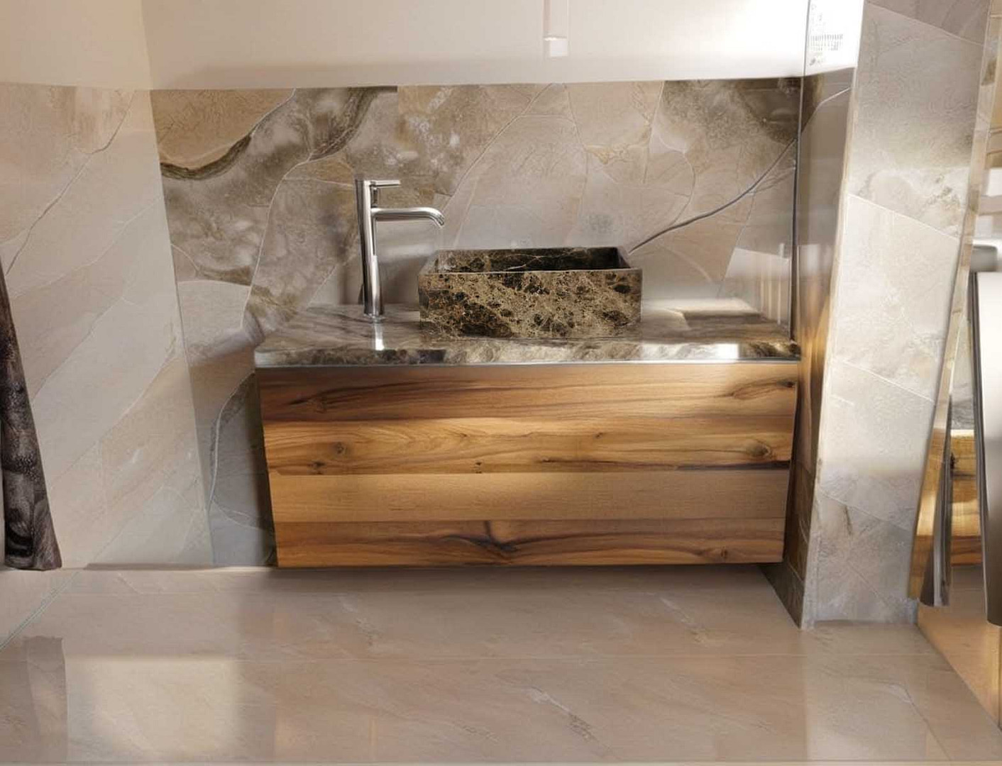 lavabo in marmo emperador misura 50cm