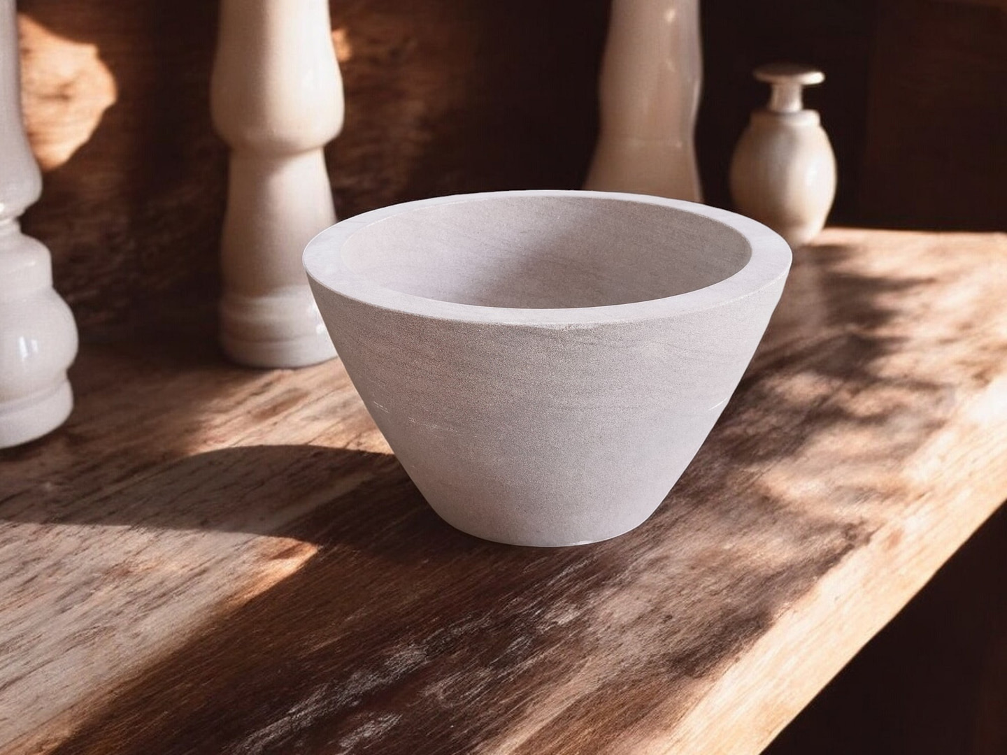 lavabo da appoggio in travertino