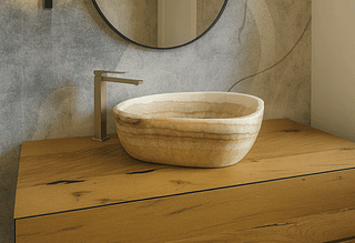 lavabo particolare in marmo onice