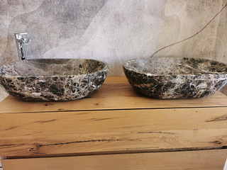 Coppia Lavabi in marmo emperador dark Opachi Misura 60x40x15cm