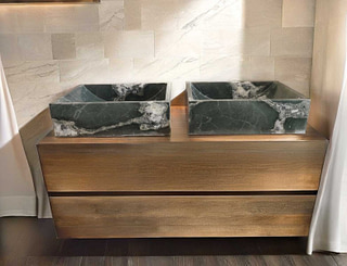 Coppia Lavelli in Marmo verde spider Misura 50x40x15cm