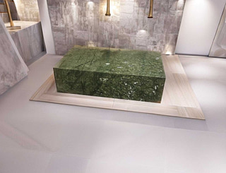 Tavolino verde in marmo Misura 100x60 cm  Altezza 27 cm