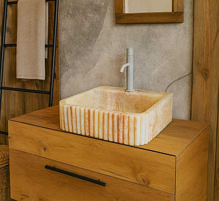lavabo in onice giallo da appoggio