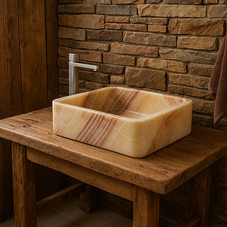 lavabo in marmo onice da appoggio