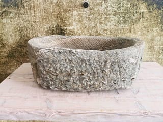 Lavandino da esterno in granito verde antico grezzo 62x35 cm