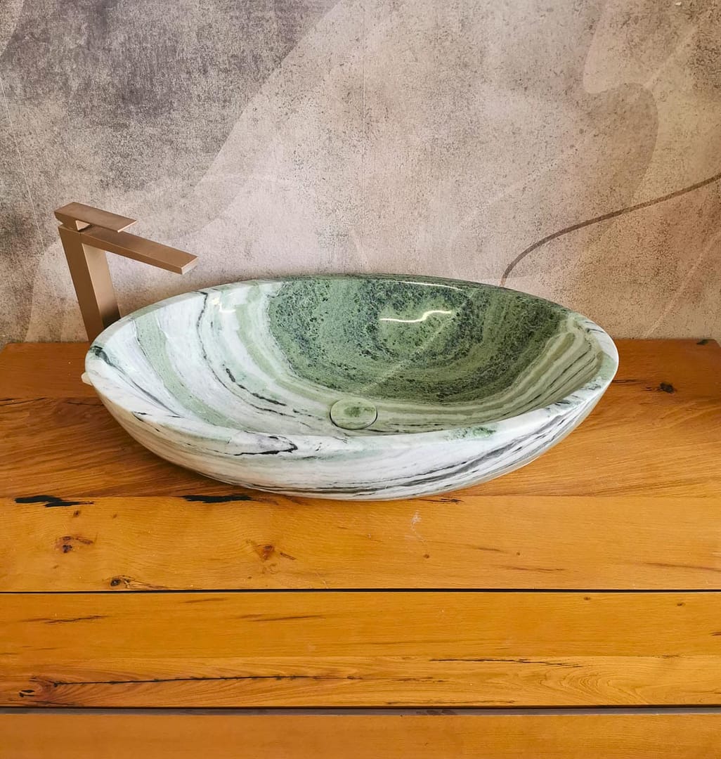 lavabo moderno di design in marmo verde