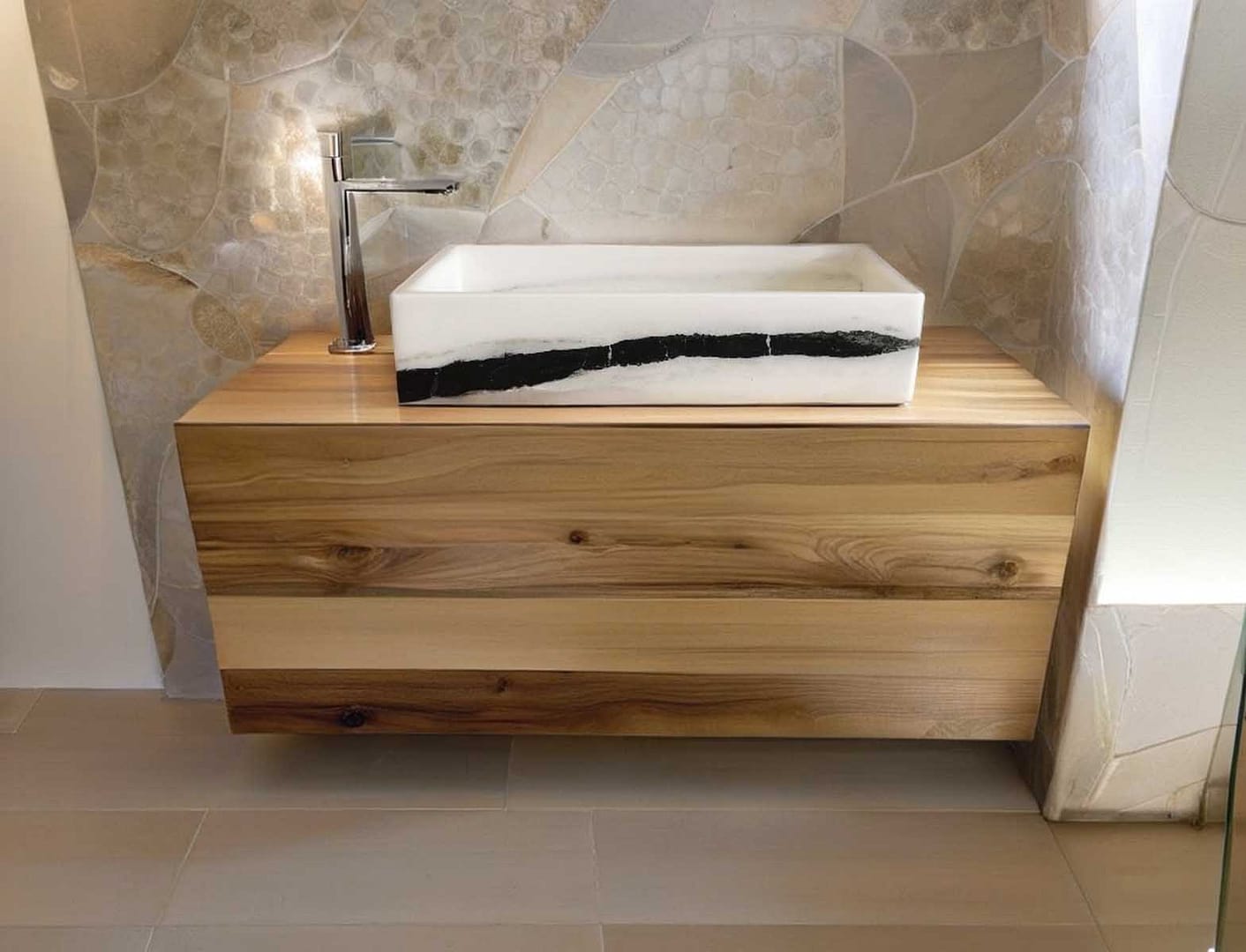 lavabo moderno in marmo panda