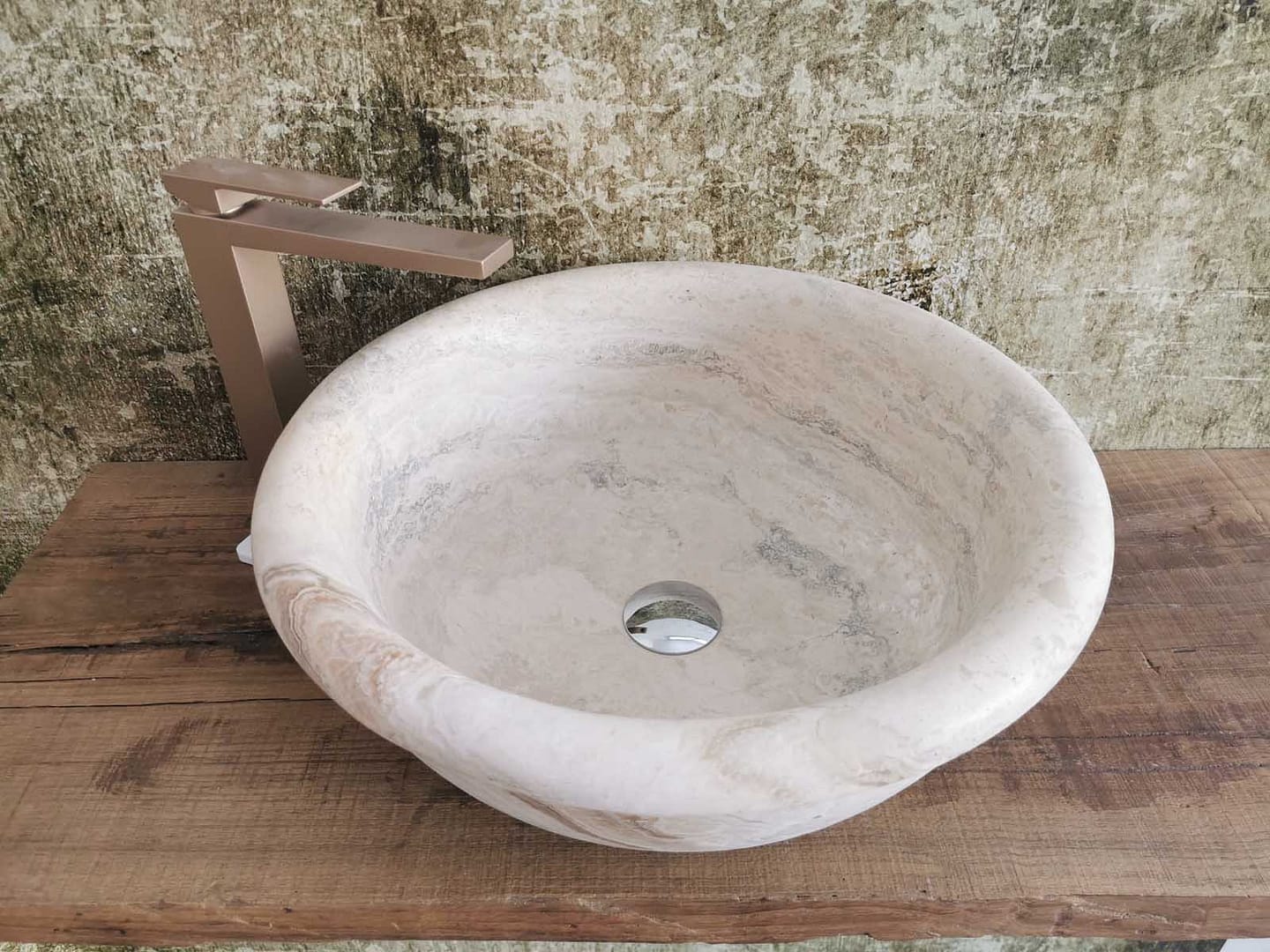 lavabo bagno rotondo in travertino
