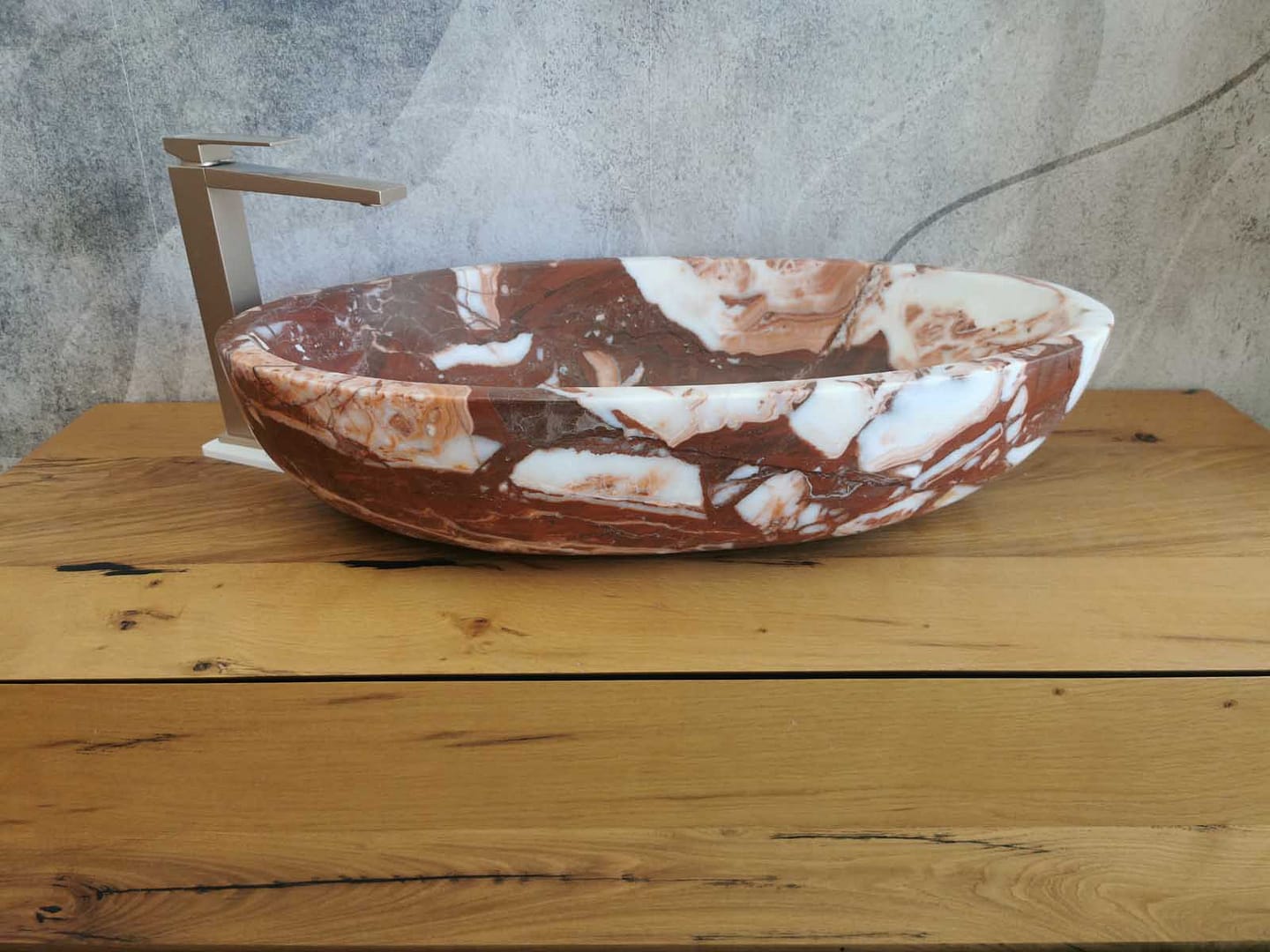 Lavabo ovale marmo rosso design elegante 8