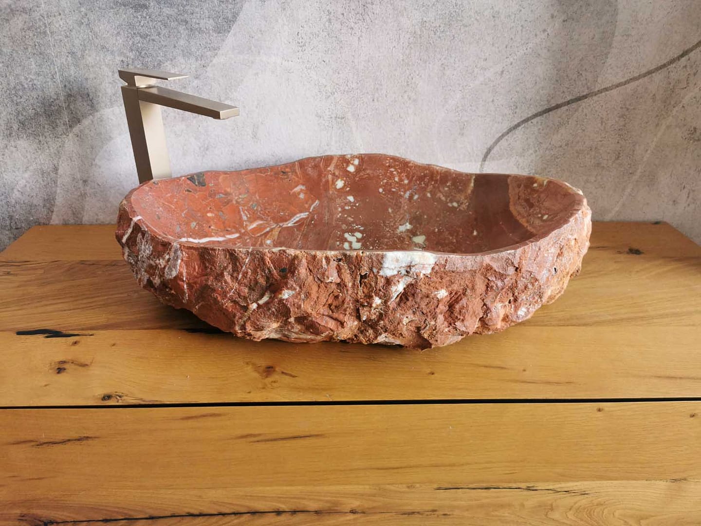 lavabo grezzo da bagno rosso