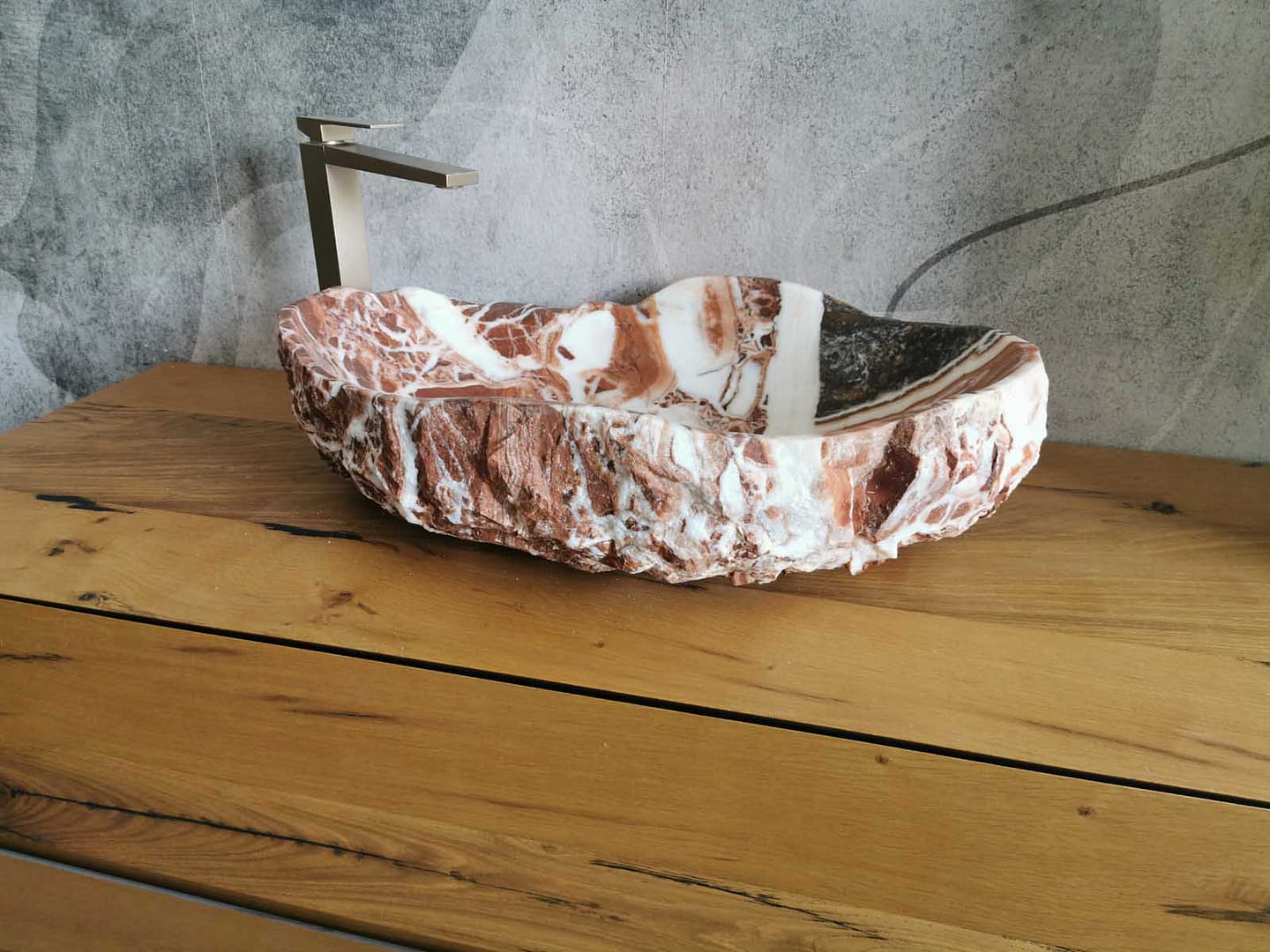 lavabo grezzo ovale da appoggio rosso