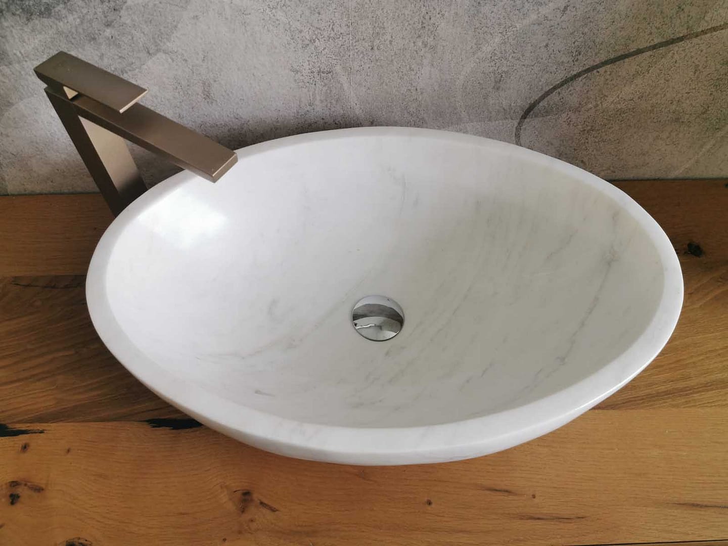 Lavabo marmo Carrara naturale 60×40 ovale 6