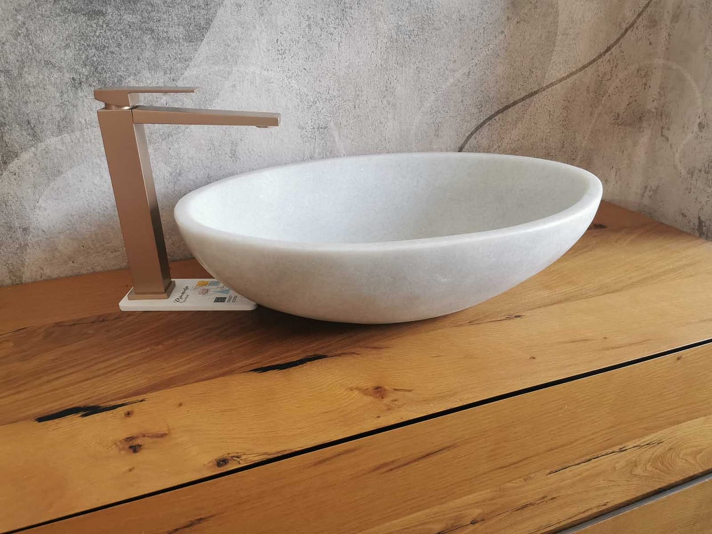 Lavabo marmo Snow White ovale design 2