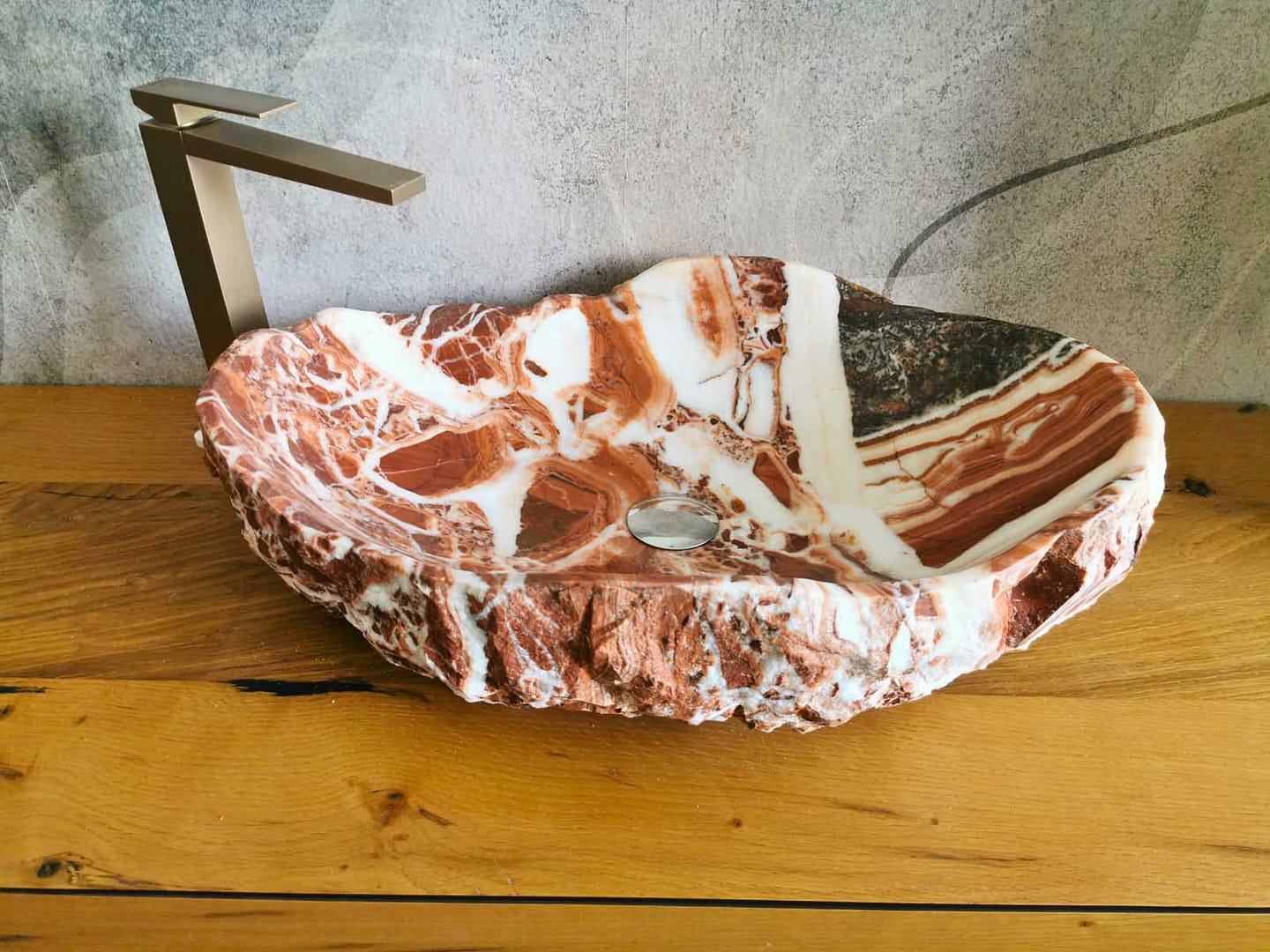 lavabo ovale rosso grezzo