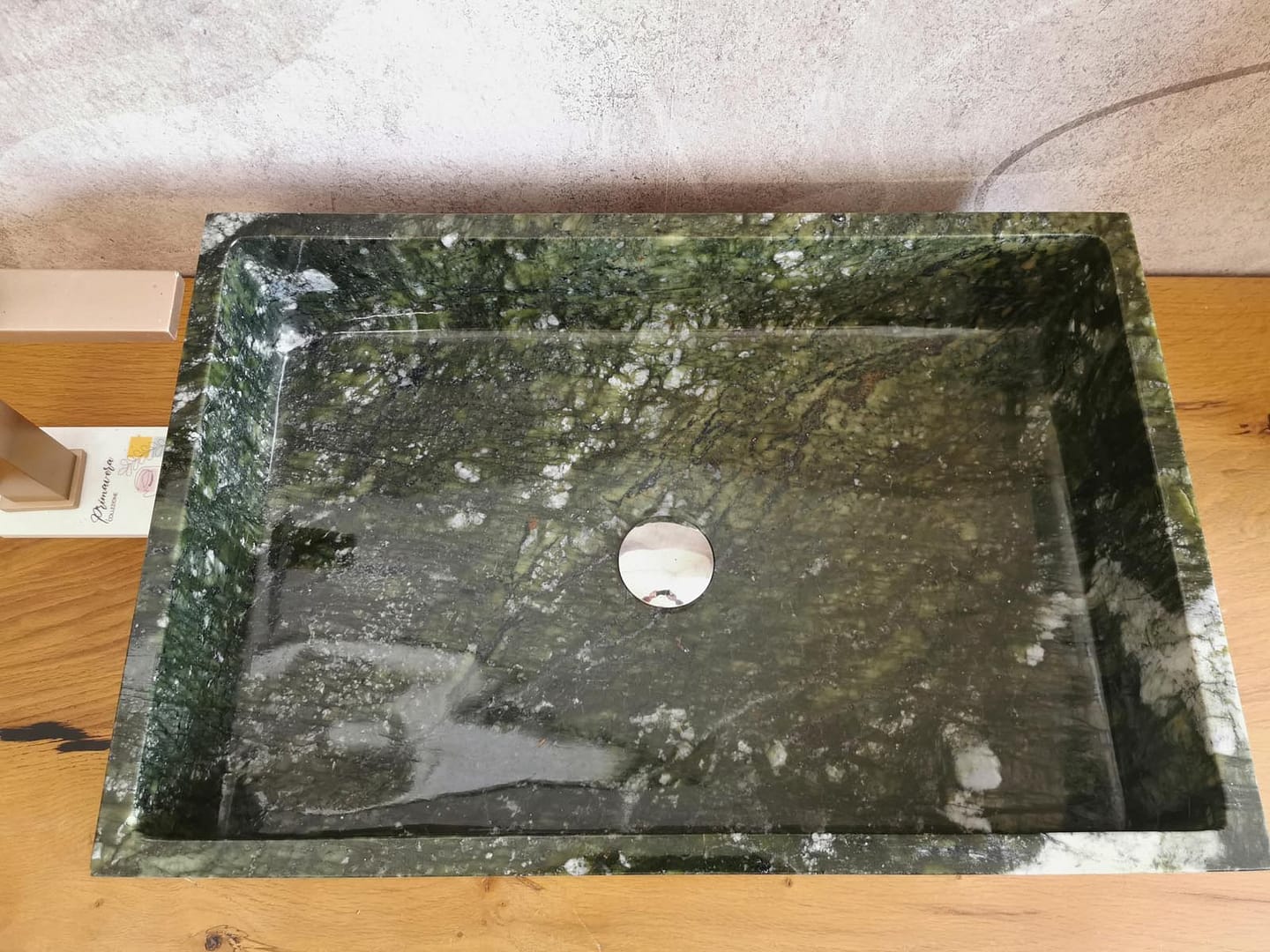 Lavabo rettangolare in marmo Deep Forest verde 60×40