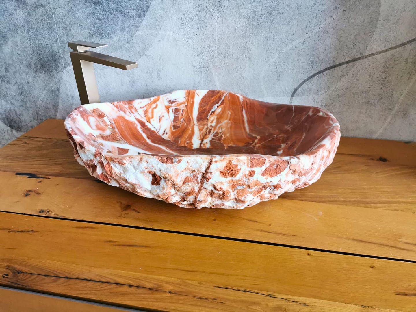 lavabo da appoggio rosso grezzo