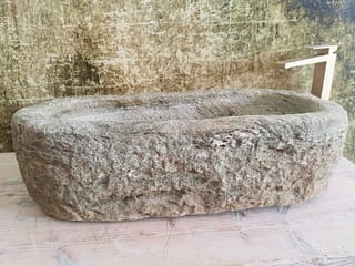 Lavello rustico in pietra da esterno in granito antico 72x38 cm