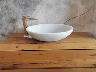 Lavabo in marmo bianco Snow White con superficie interna liscia