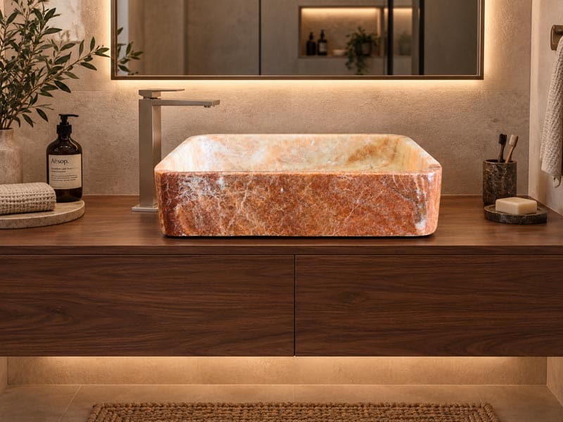 Lavabo per bagno  in Marmo Onice Misura 60x40x15cm