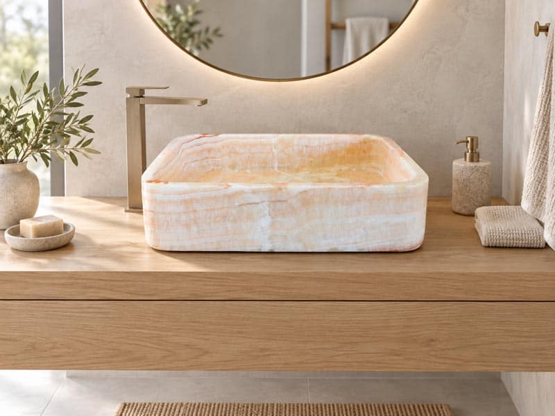 Lavabo da bagno  in Marmo Onice Misura 60x40x15cm