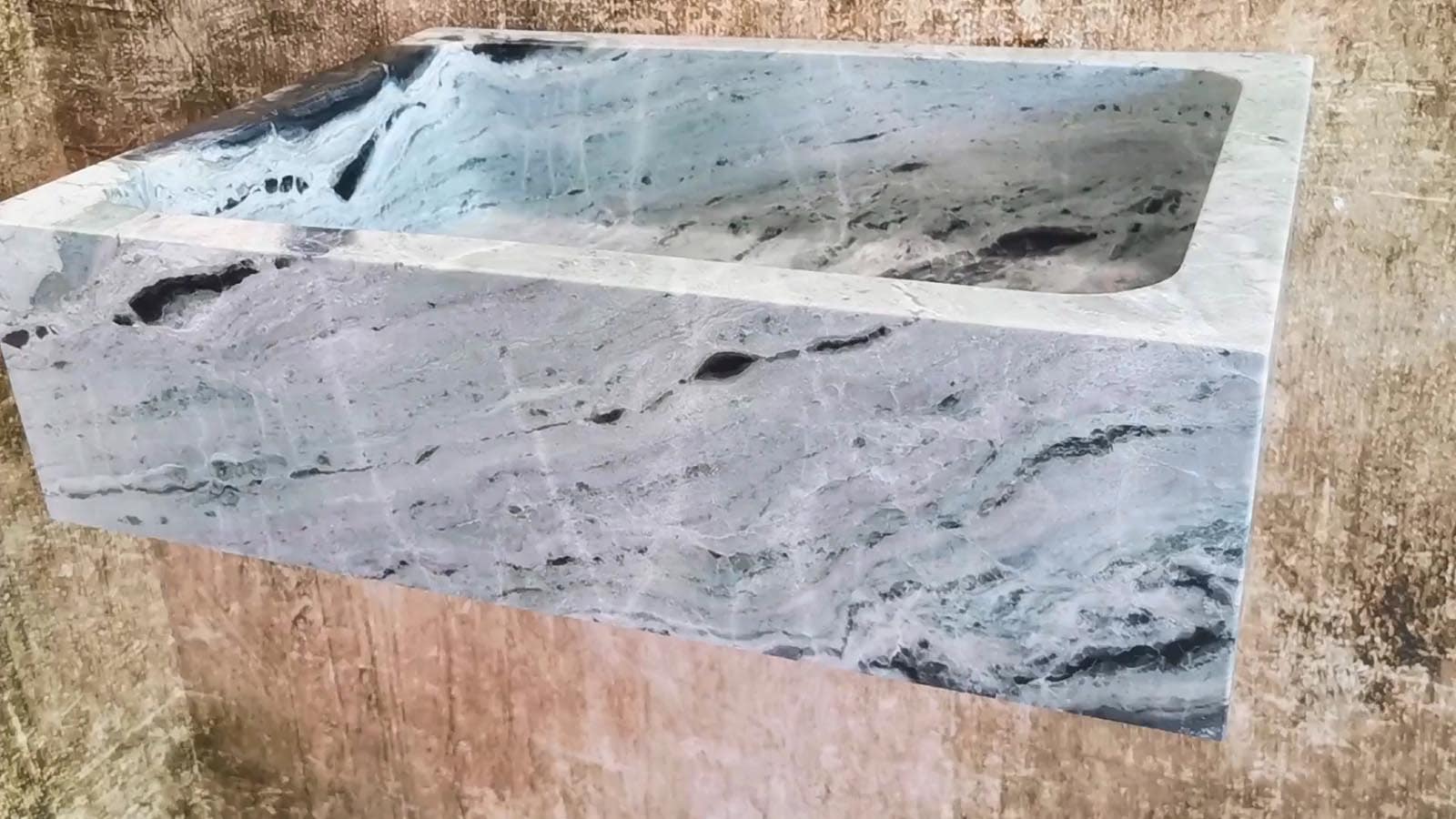 Lavello moderno per cucina in marmo verde Sangrilla 70x50x20 cm