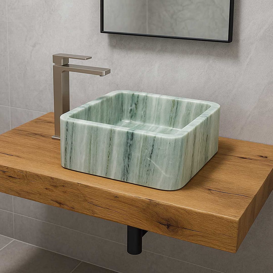 lavabo verde da bagno moderno da appoggio