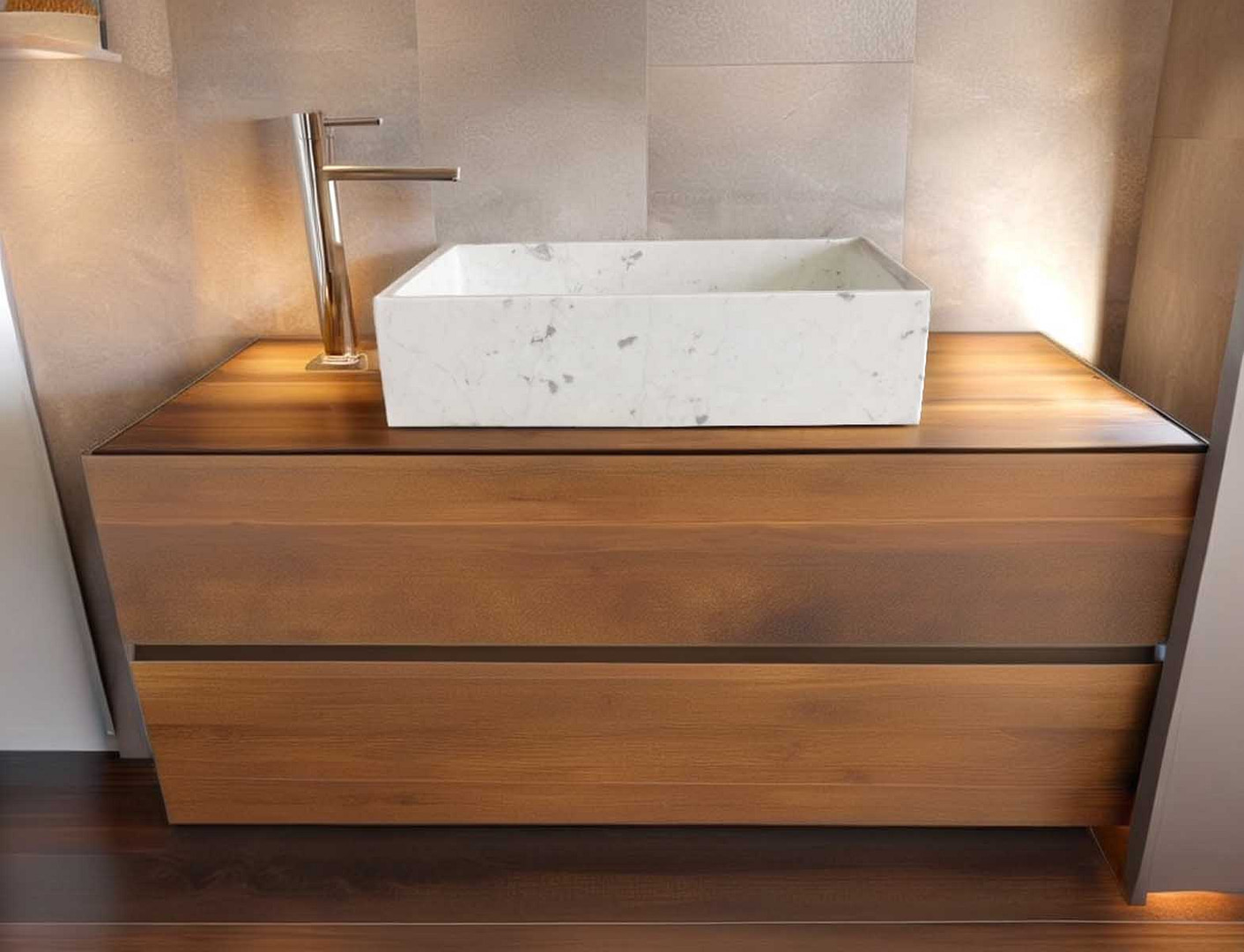 lavabo da appoggio in marmo di carrara bianco