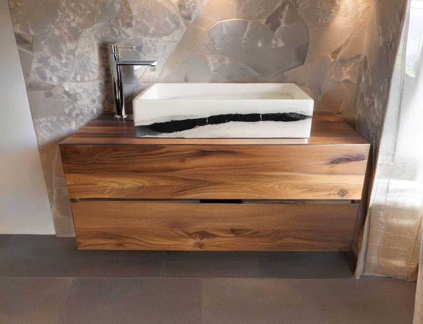 lavabo di design in marmo panda