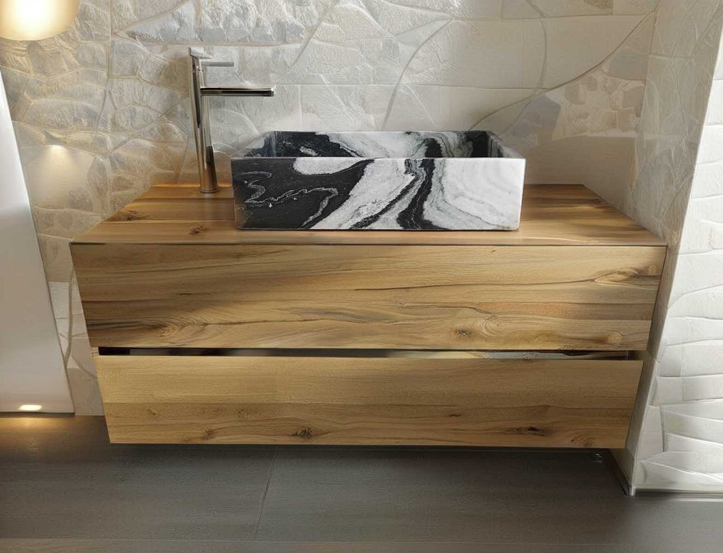 lavabo di design in marmo verde da appoggio