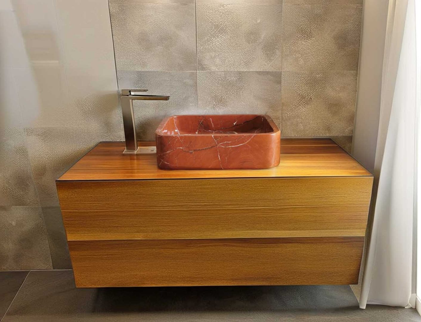 évier a poser rouge