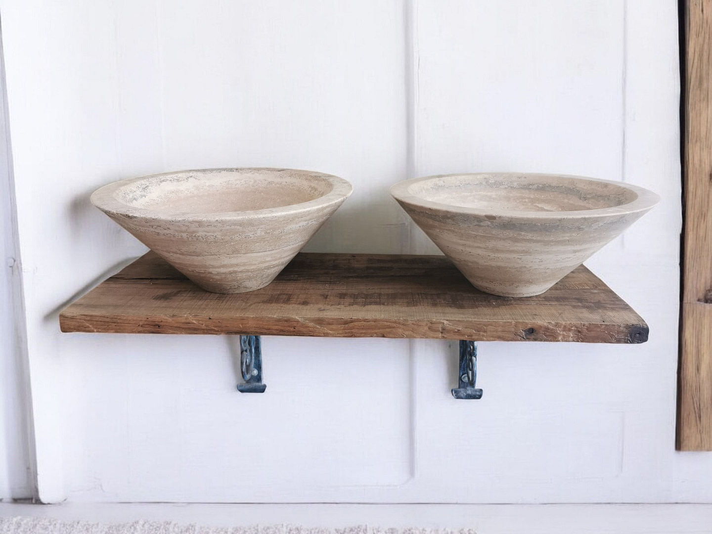 lavabi in marmo travertino da appoggio rotondi