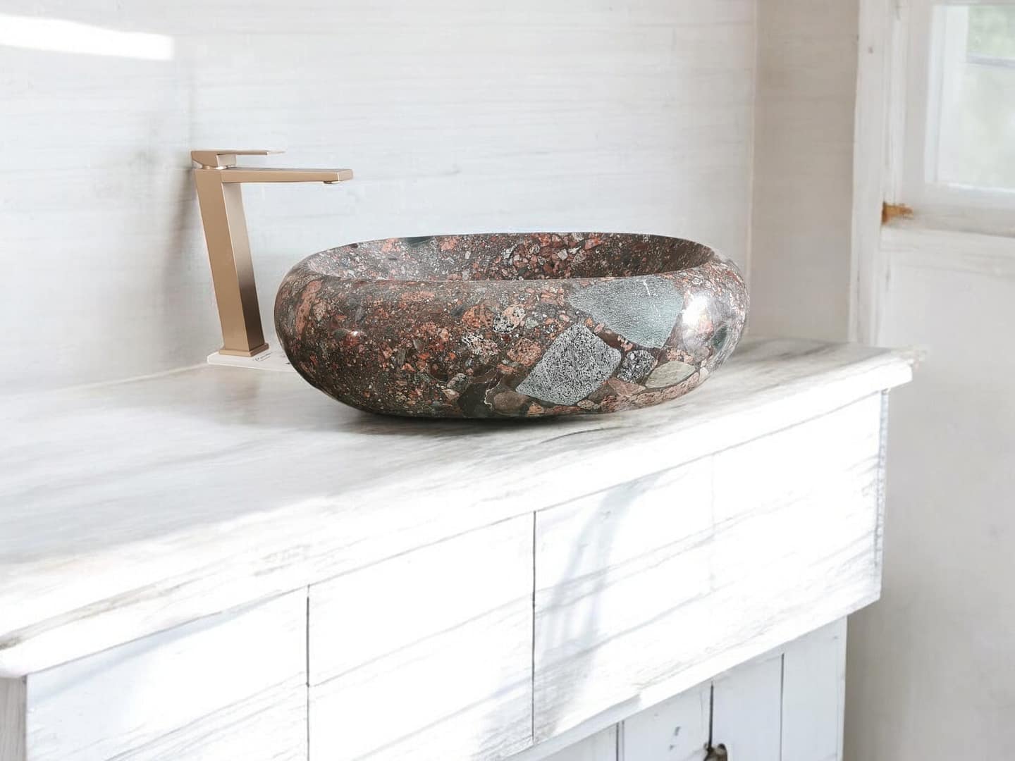 lavabo ovale particolare in granito