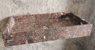 Rechteckiges, modernes Design-Außenwaschbecken aus rotem Granit mit einer Länge von 90 cm